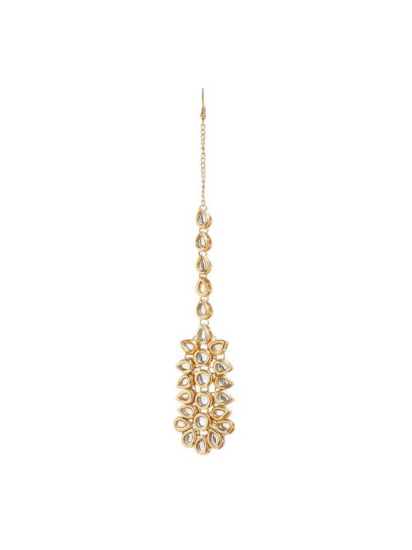 Gold Plated Kundan Studded Designer Ethnic Maangtikka - Image 2