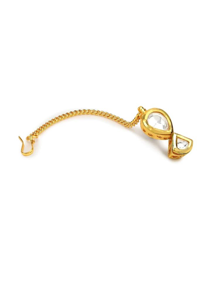 Gold Plated Kundan Maangtika - Image 4