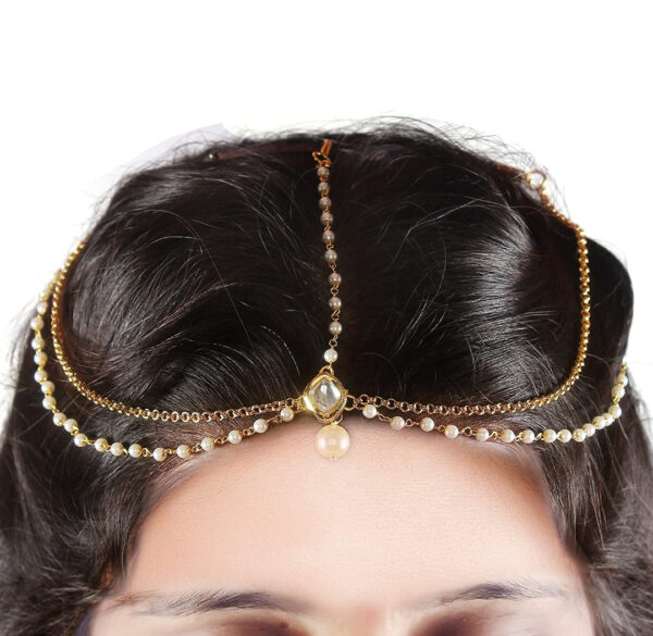 Gold Plated Studded Kundan Mathapatti