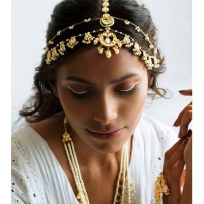 Gold Tone Kundan Polki Headband