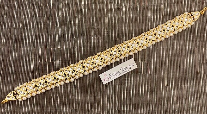 Gold Tone Kundan Polki Headband