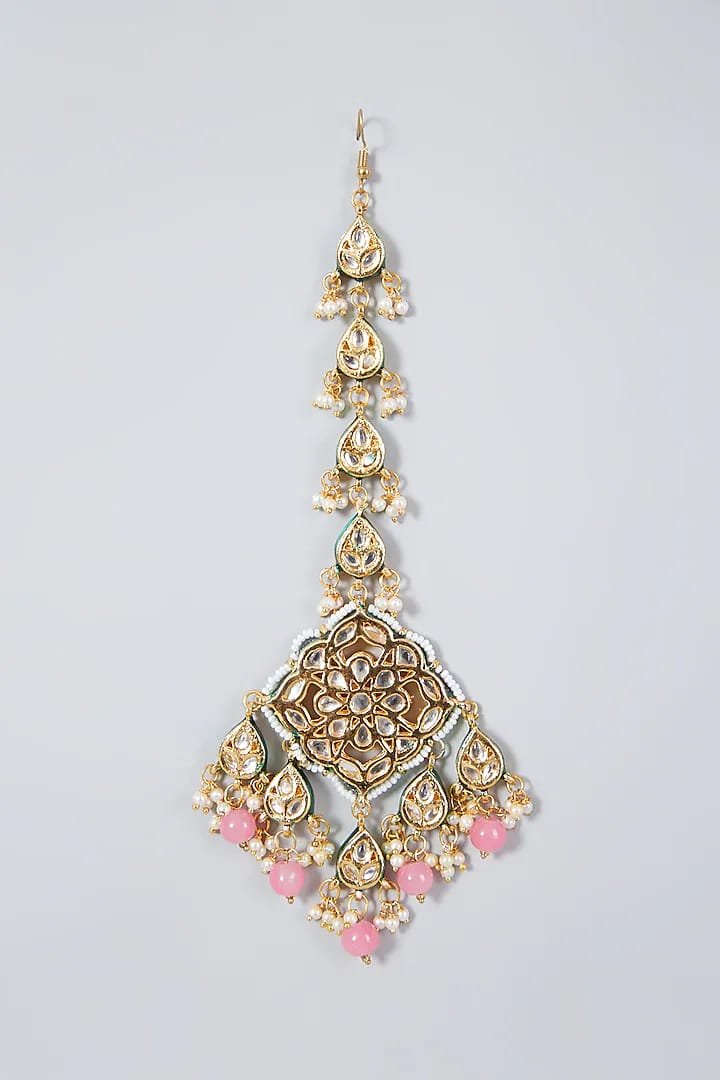 Gold Plated Meenakari Kundan Polki Maangtikka