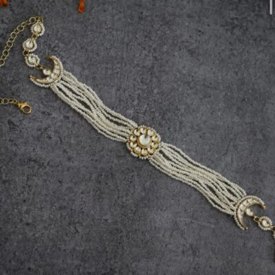 Gold Finish Kundan Polki Mathapatti