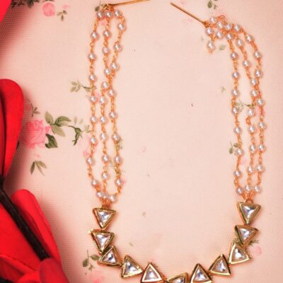 Gold Plated Artificial Stones Pearl Cluster Mathapatti