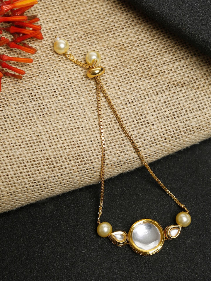 Gold Plated Kundan Pearl Bracelet