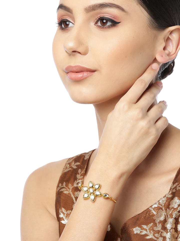 Gold Plated Kundan Pearl Bracelet