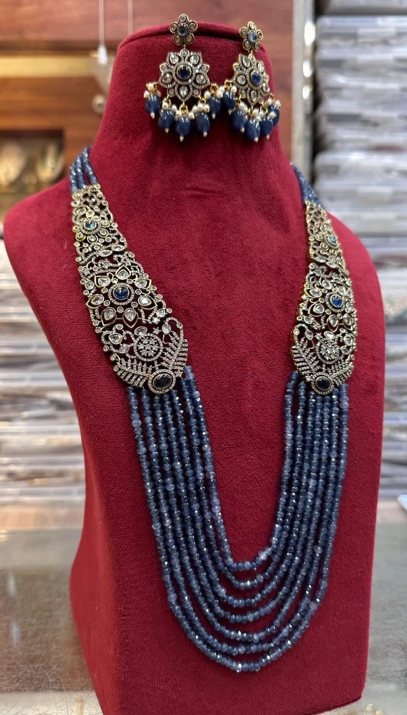 Blue layered zircon necklace set