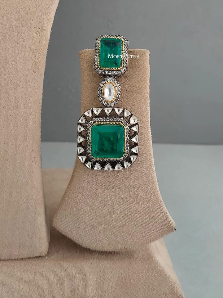 Green layered zircon necklace set - Image 3