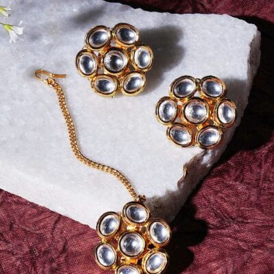 Kundan Meena Jadau Earring With Maangtika