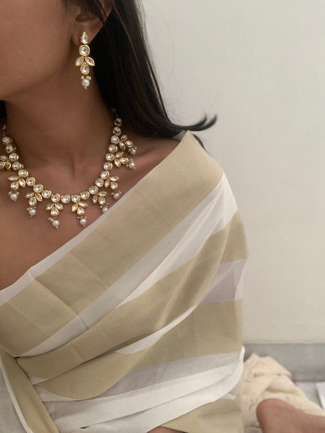 Gold Kundan Stone Choker Necklace Set