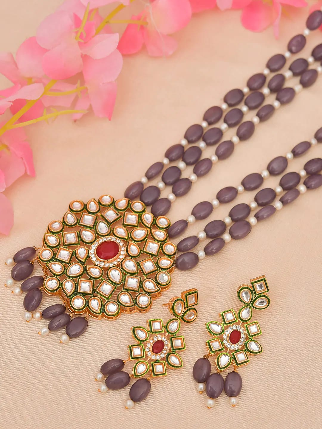Gold Plated Alloy Earring and Necklace Set