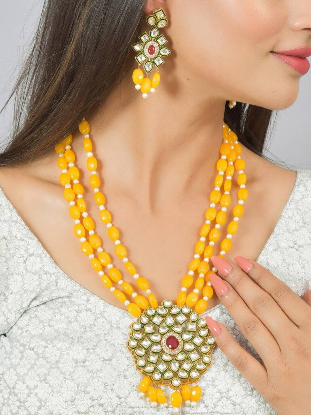 Gold Plated Alloy Earring and Necklace Set - Image 3