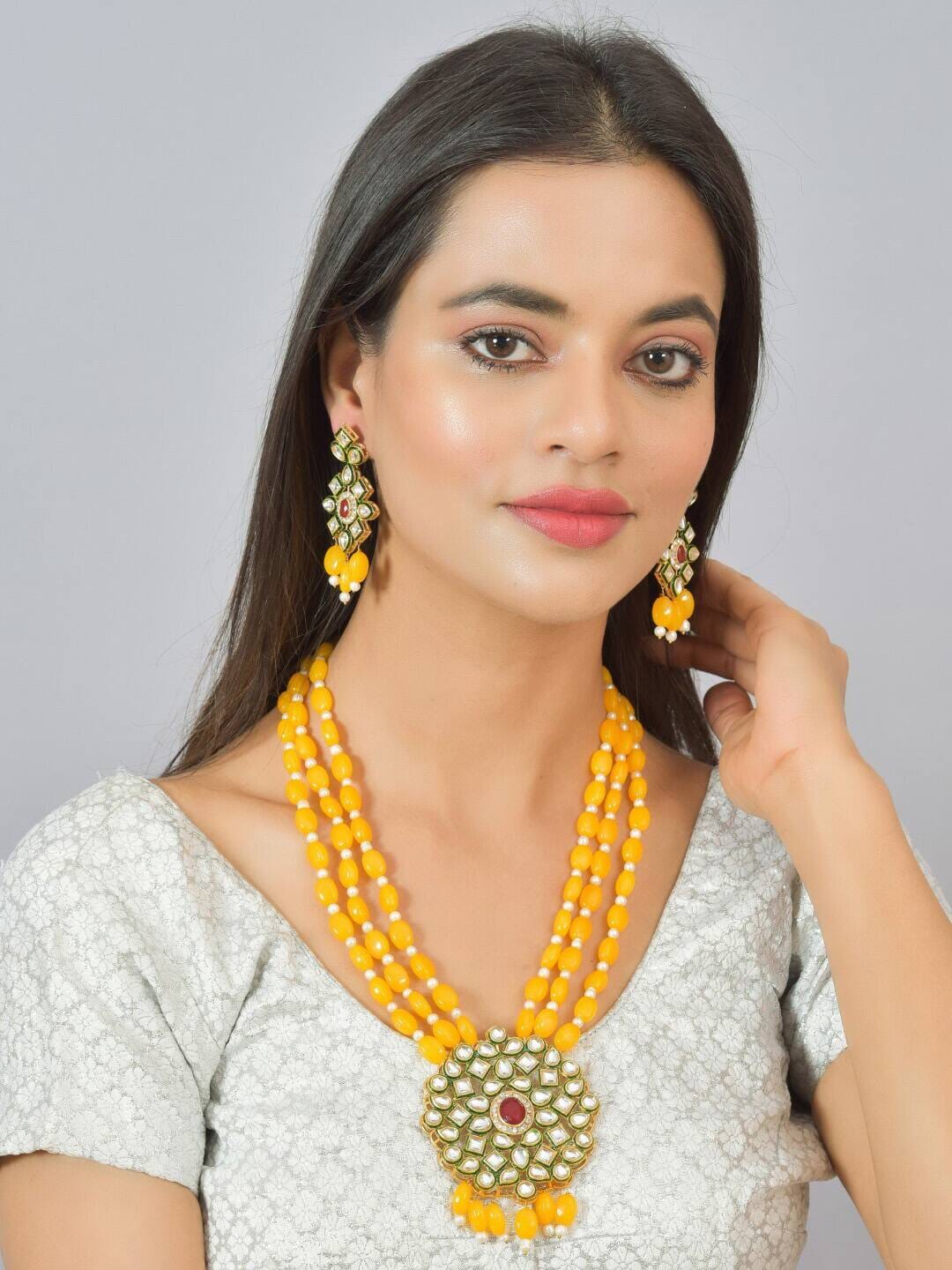 Gold Plated Alloy Earring and Necklace Set - Image 2