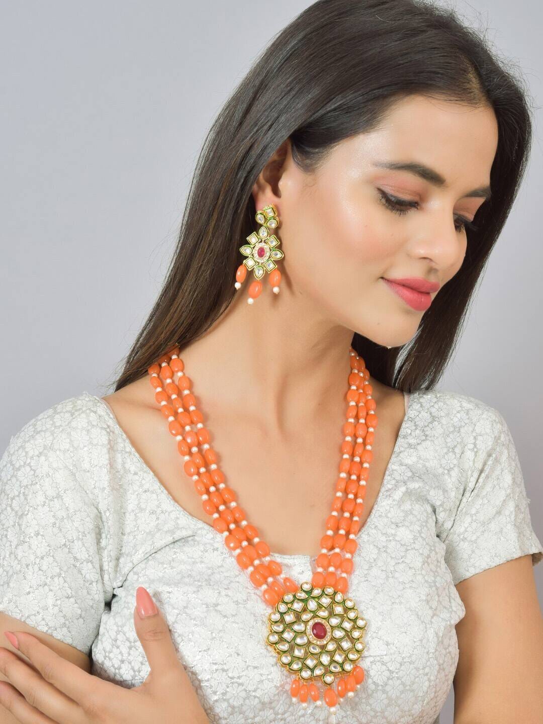 Gold Plated Alloy Earring and Necklace Set - Image 3