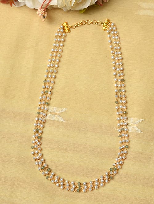 White & Green Pearl Necklace