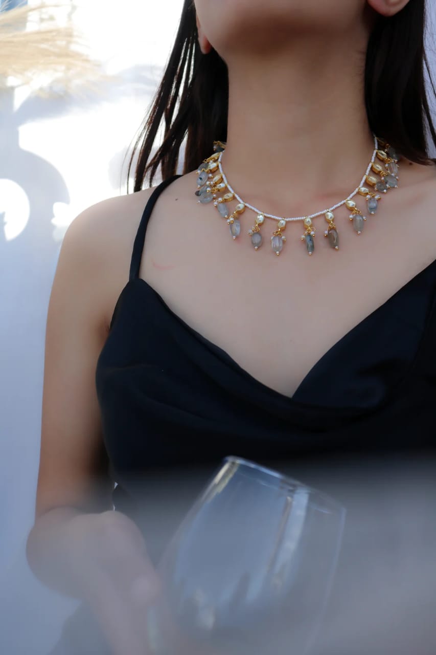 Kundan Necklace With Monalisa Stone