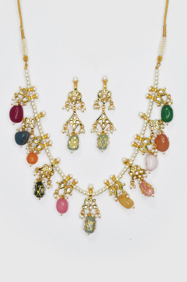 Multi Kundan Beads Long Necklace - Image 3