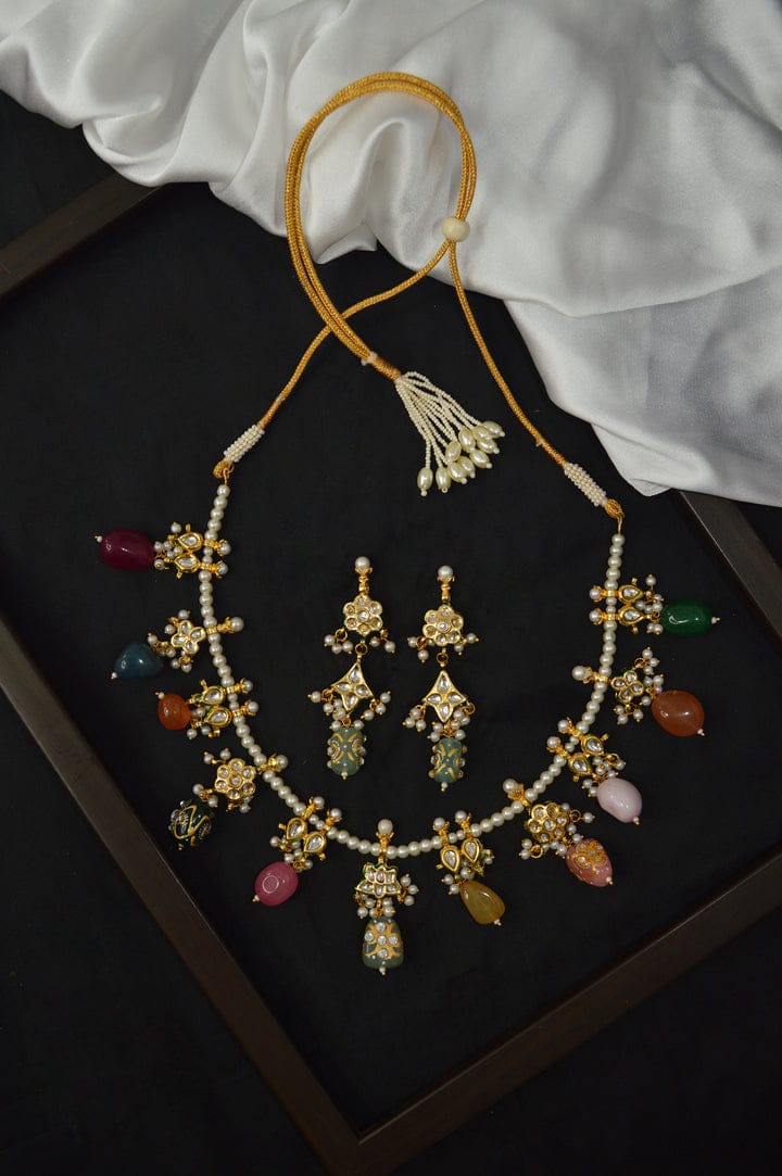 Multi Kundan Beads Long Necklace