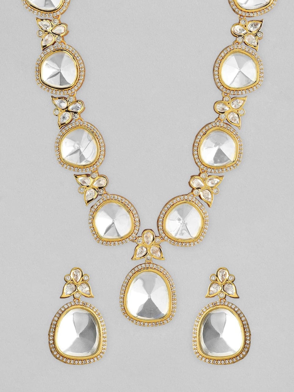 Gold Tone Ad Polki Long Necklace - Image 4