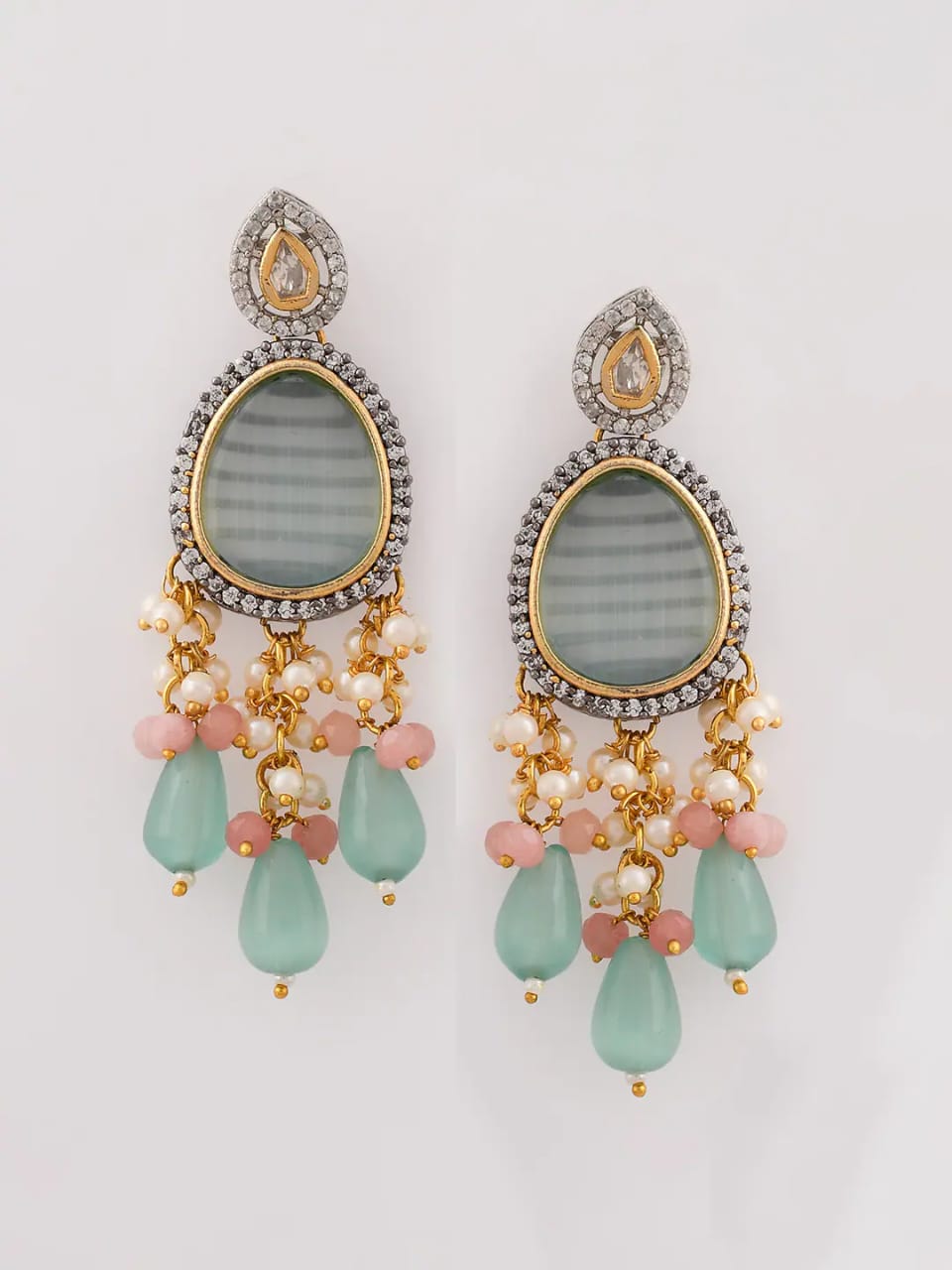 Embellished Monalisa stone Necklace Set - Image 4