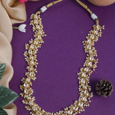 Long Kundan & Pearls Necklace