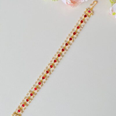 Gold Plated Kundan Stone Studded Floral Mathapatti