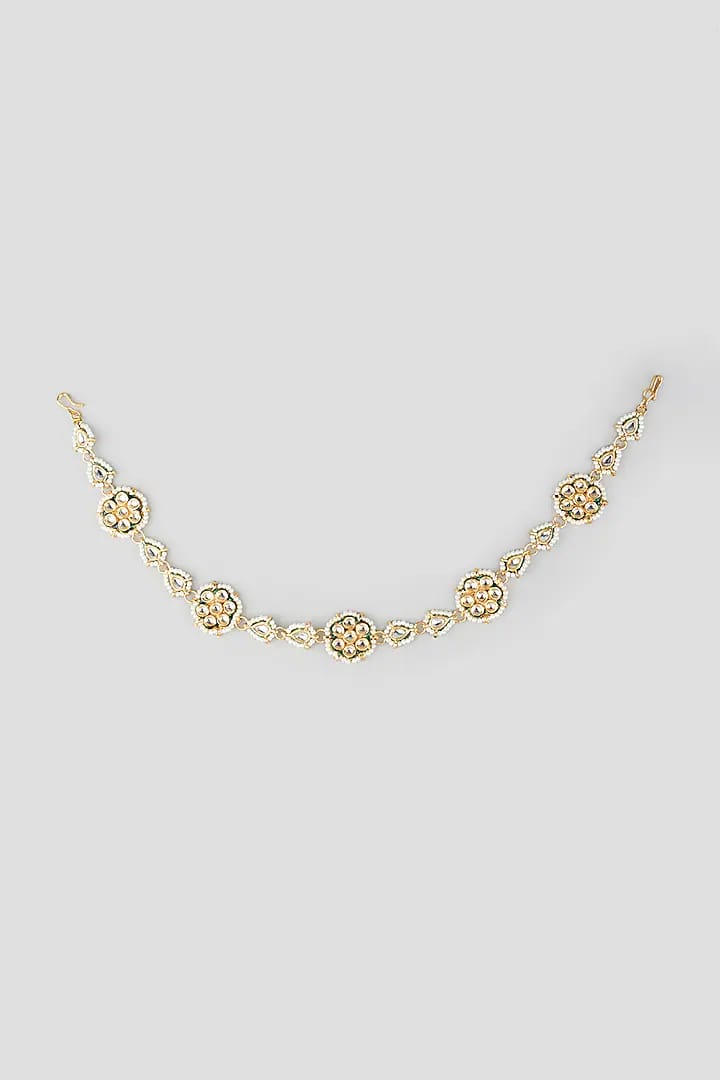Gold Finish White Imitation Kundan Matha Patti