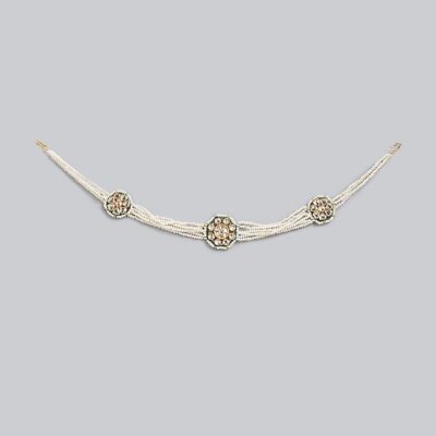 Gold Finish Kundan Polki Mathapatti