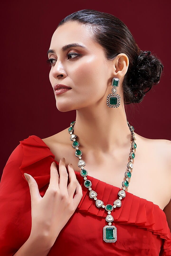 Highly Finished Uncut Polki Victorian Necklace, Victorian CZ Choker Necklace - Image 2