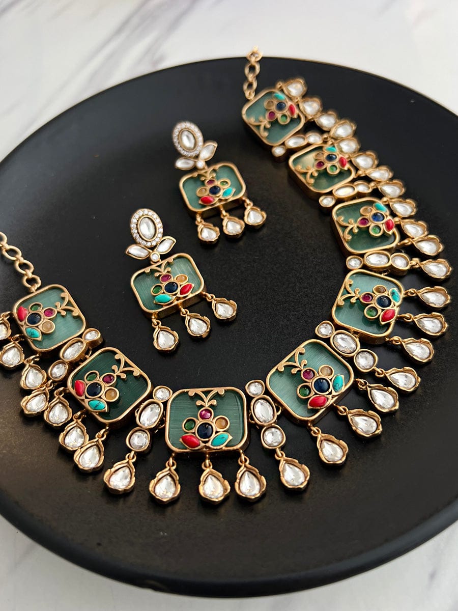 High Quality Uncut Polki Kundan Necklace with Earrings