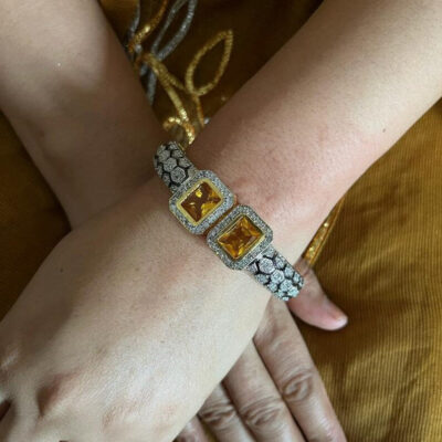 Pair of moissanite victorian dualtone bracelet