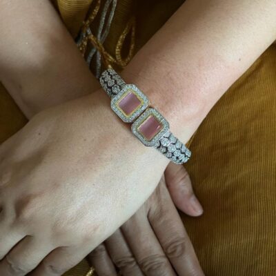Pair of moissanite victorian dualtone bracelet