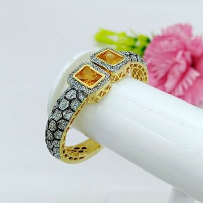 Pair of moissanite victorian dualtone bracelet
