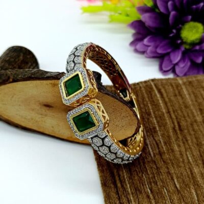 Pair of moissanite victorian dualtone bracelet