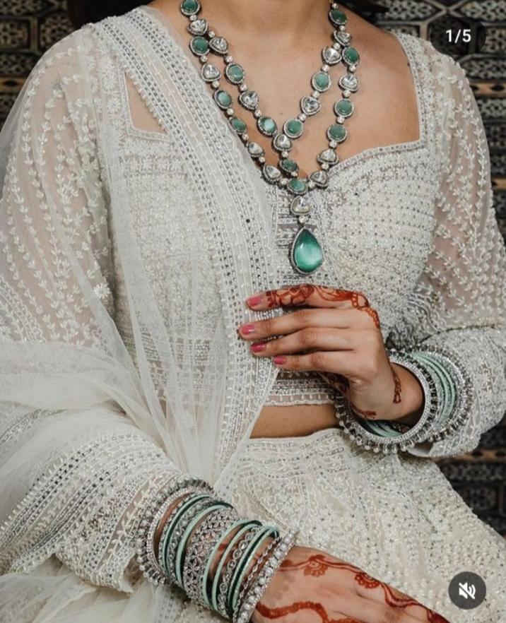 Two-Tone Finish Kundan Polki & Crystal Necklace Set