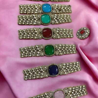 Green Victorian Sabyasachi inspired uncut polki Kundan choker Necklace