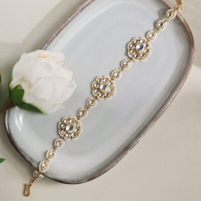 Exclusive Studded Gold Plated Headband With Enamel Work Traditional Bridal Matha Patti