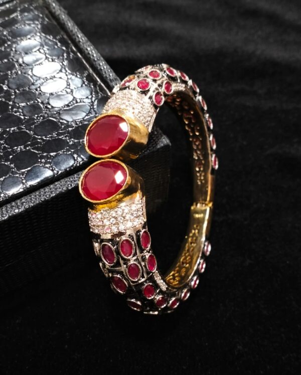 Two Tone Plated Zircon & Quartz Bangle