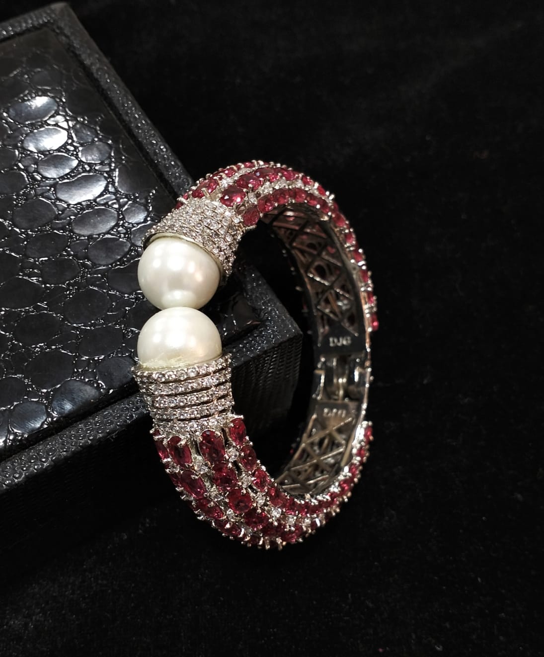 Two Tone Plated Zircon & Quartz Bangle