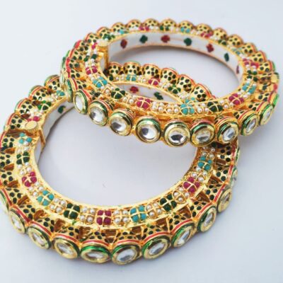 Gold Plated Jadau Kundan Polki Bangles