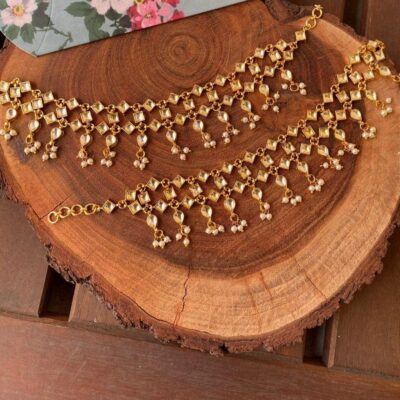 Delicate Pearl & Kundan Ear chain (Set Of 2)