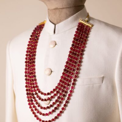 Ruby Red Beaded Layered Mala