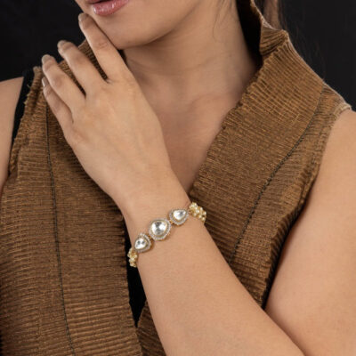 White Gold Tone Kundan Braclet
