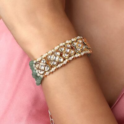 White Gold Tone Kundan Braclet