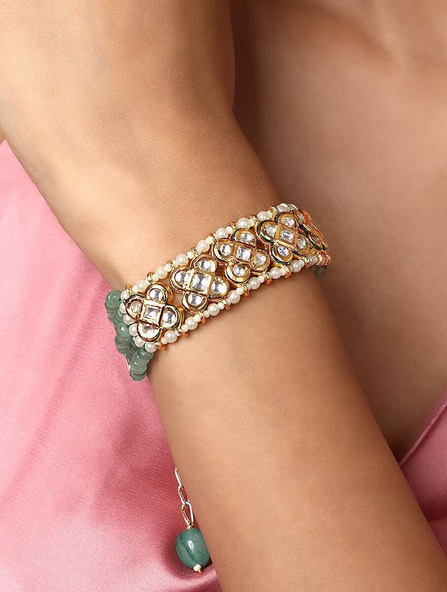 White Gold Tone Kundan Braclet