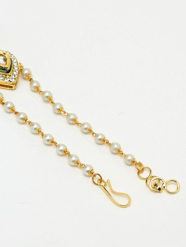 White Gold Tone Kundan Hathphool (Set Of 2) - Image 6