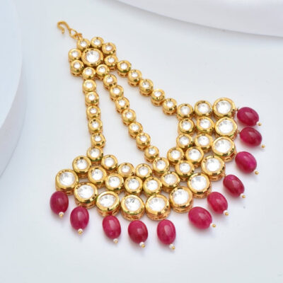 Gold Plated Green Emerald Kundan Passa Bridal Jhoomar Jewellery