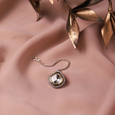 Silver Tone  Studded & Beaded Handcrafted Maangtikka
