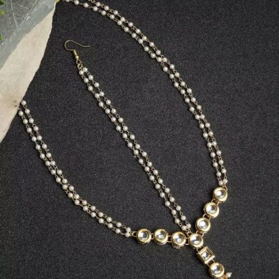 Gold Finish Kundan Polki Mathapatti