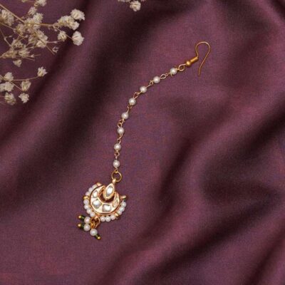 Gold-Plated Studded & Beaded Handcrafted Maangtikka
